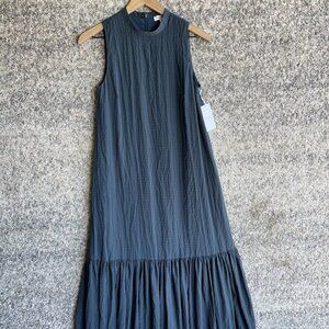 Nordstrom Women's Sleeveless Seersucker Maxi Dress Blue Midnight Size XS